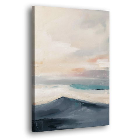 Minimalist Quiet Mountain Ridge with Teal Crest - Canvas Wall Art