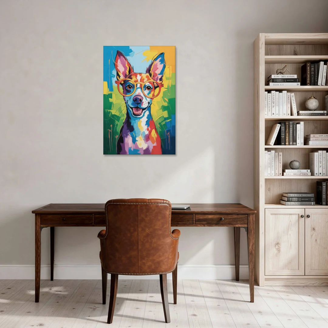 Quirky Dog with Glasses - Canvas Wall Art - Office - 24x36