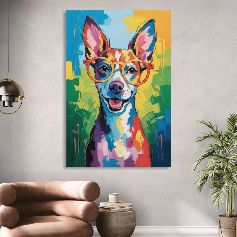 Quirky Dog with Glasses Living Room - Canvas Wall Art