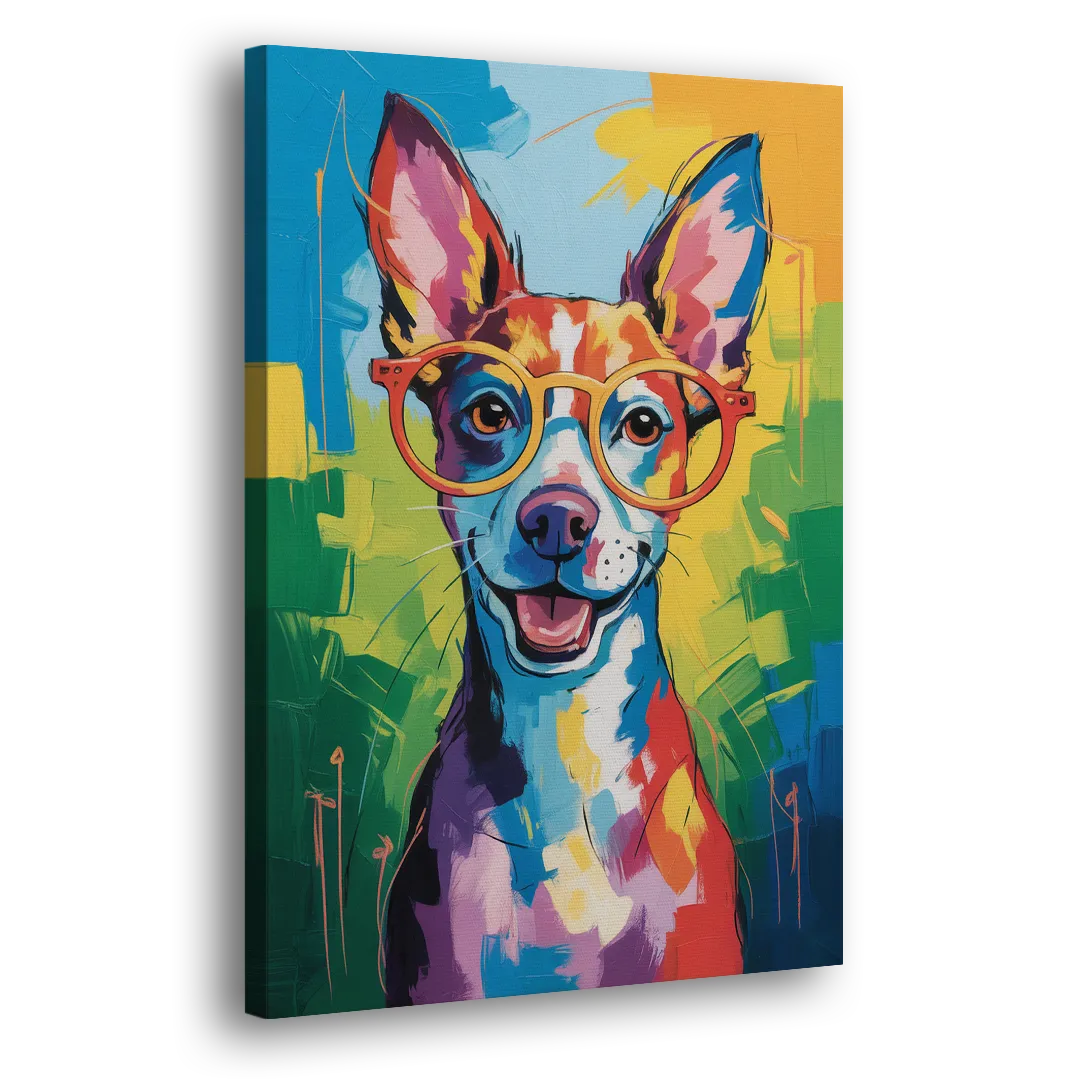 Quirky Dog with Glasses Side - Canvas Wall Art