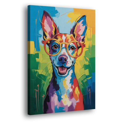 Quirky Dog with Glasses Side - Canvas Wall Art