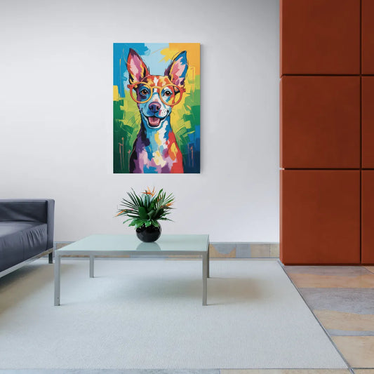 Quirky Dog with Glasses - Canvas Wall Art Living Room