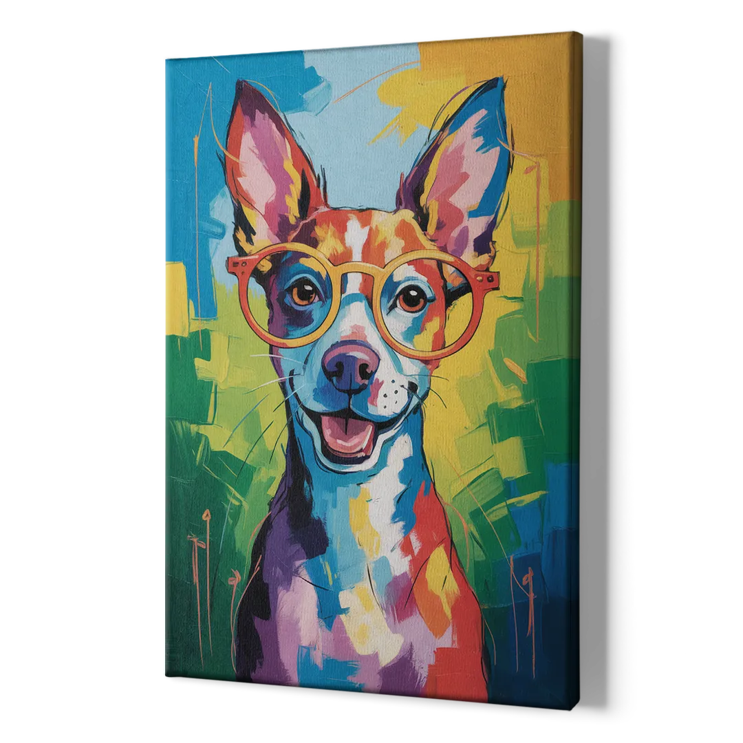 Quirky Dog with Glasses - Canvas Print Art Sides