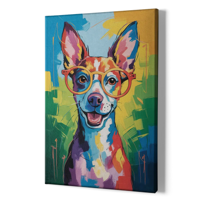 Quirky Dog with Glasses - Canvas Print Art Sides