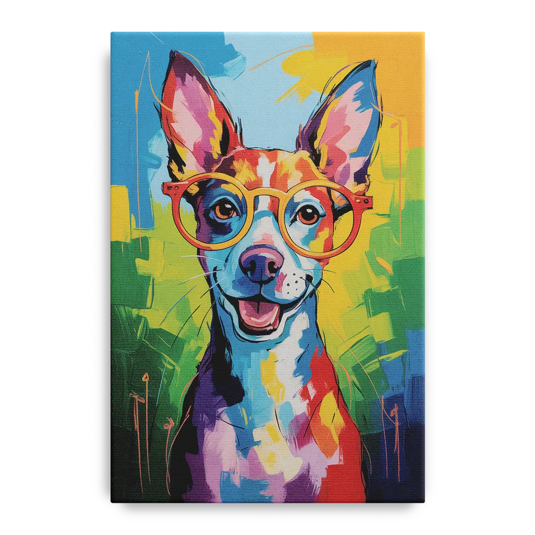 Quirky Dog with Glasses Front - Canvas Wall Art