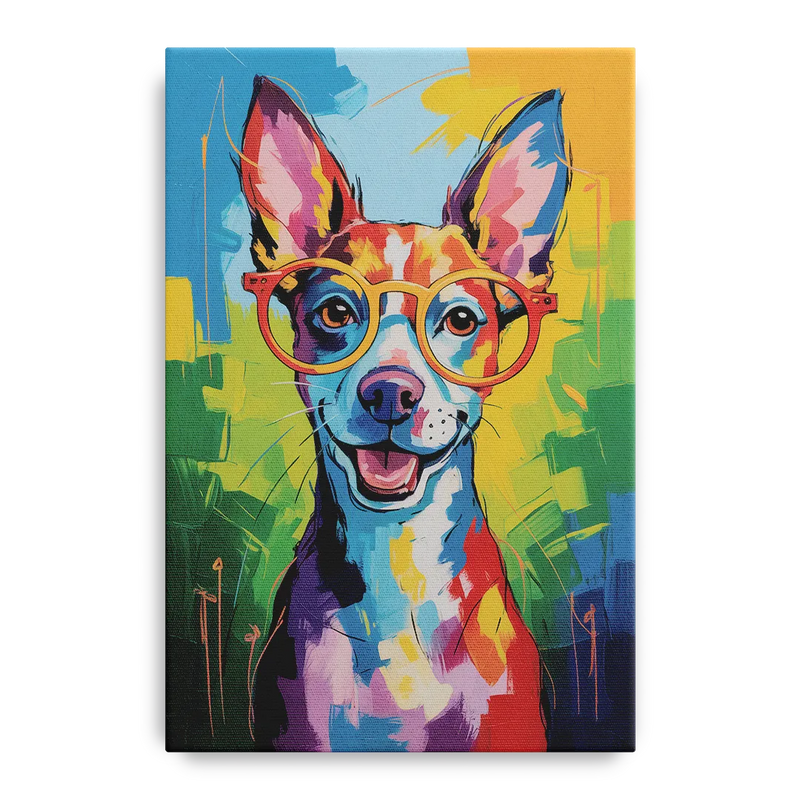 Quirky Dog with Glasses Front - Canvas Wall Art