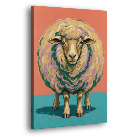 Quirky Wall Decor Woolly Ball Sheep - Canvas Wall Art - Side