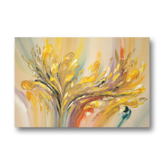 Radiant Flowing Forms Yellow Abstract - Canvas Wall Art - Front