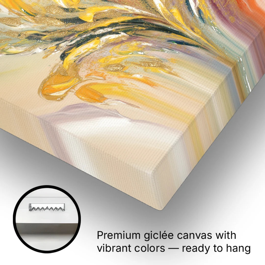 Radiant Flowing Forms Yellow Abstract - Canvas Wall Art - Gallery Wrap Corner