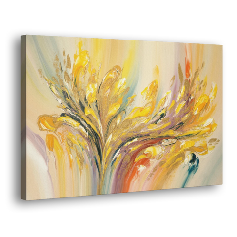 Radiant Flowing Forms Yellow Abstract - Canvas Wall Art - Side