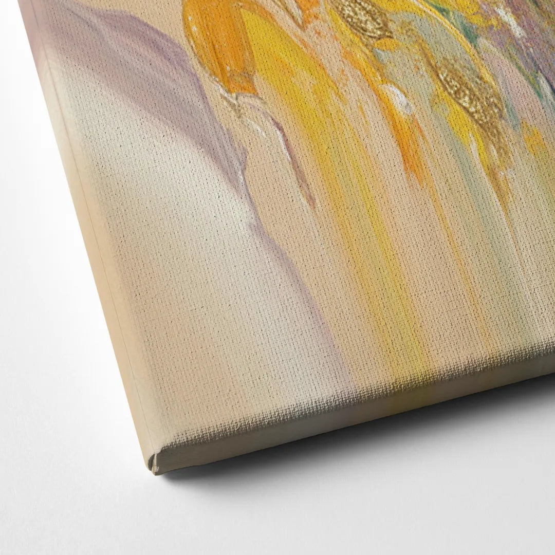 Radiant Flowing Forms Yellow Abstract Canvas Close Up