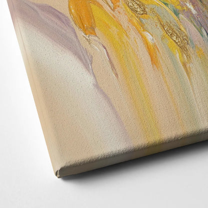 Radiant Flowing Forms Yellow Abstract Canvas Close Up