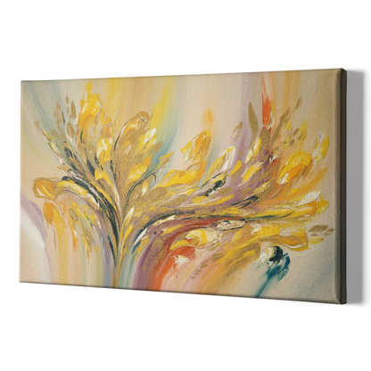 Radiant Flowing Forms Yellow Abstract - Canvas Print Art Sides
