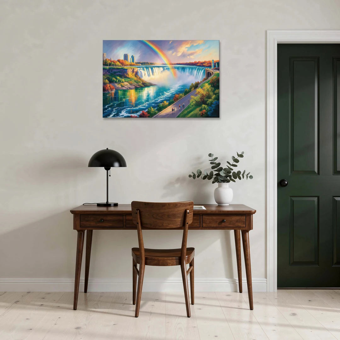 Rainbow Over Niagara Falls - Canvas Wall Art - Office - 36x24