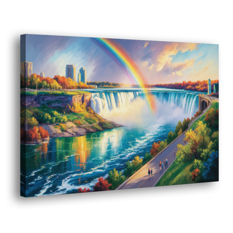 Rainbow Over Niagara Falls - Canvas Wall Art - Side