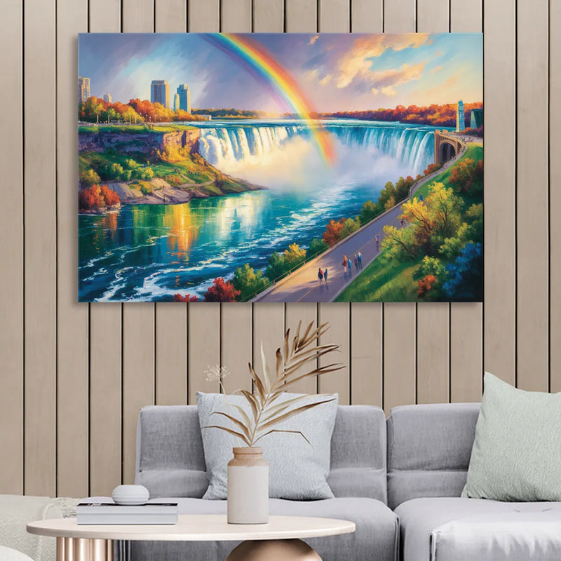 Rainbow Over Niagara Falls Sitting Room - Canvas Wall Art