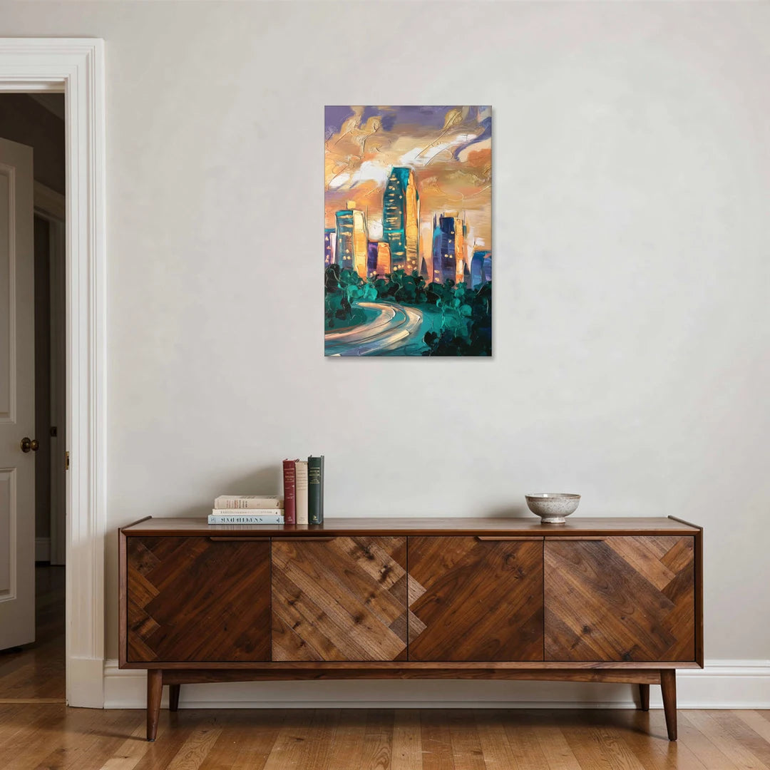Raleigh Contemporary Cityscape - Canvas Wall Art - Coffee Table - 24x36