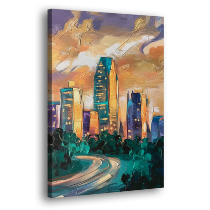 Raleigh Contemporary Cityscape Side - Canvas Wall Art
