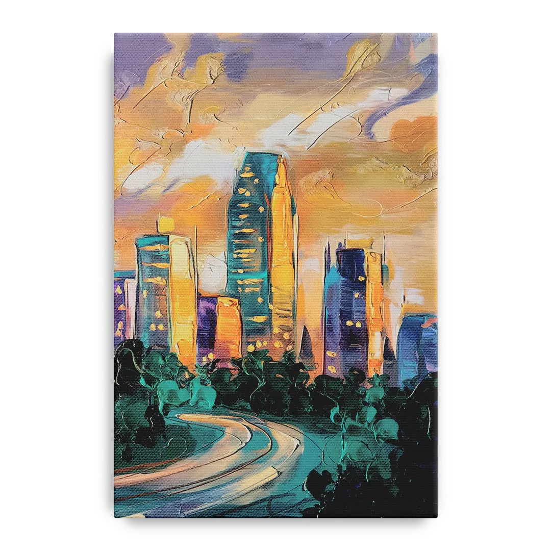 Raleigh Contemporary Cityscape Front - Canvas Wall Art