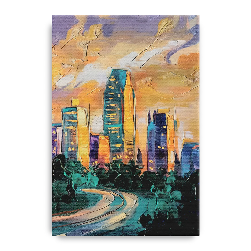 Raleigh Contemporary Cityscape Front - Canvas Wall Art
