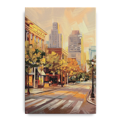 Raleigh Downtown Streetscape Front - Canvas Wall Art