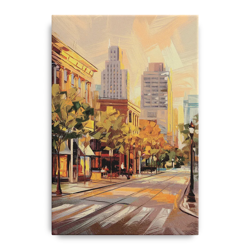Raleigh Downtown Streetscape Front - Canvas Wall Art
