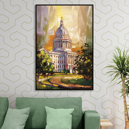 Raleigh Historic Landmarks Living Room - Black Canvas Wall Art