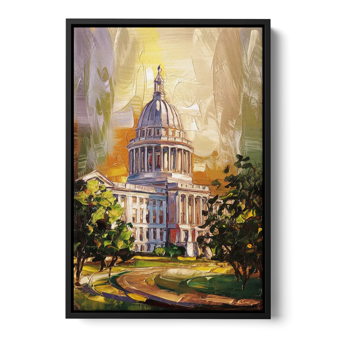 Raleigh Historic Landmarks Front - Black Canvas Wall Art