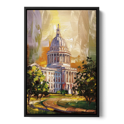 Raleigh Historic Landmarks Front - Black Canvas Wall Art