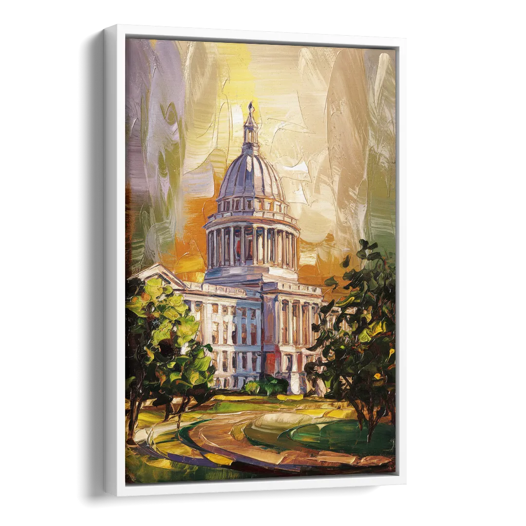 Raleigh Historic Landmarks Side - White Canvas Wall Art