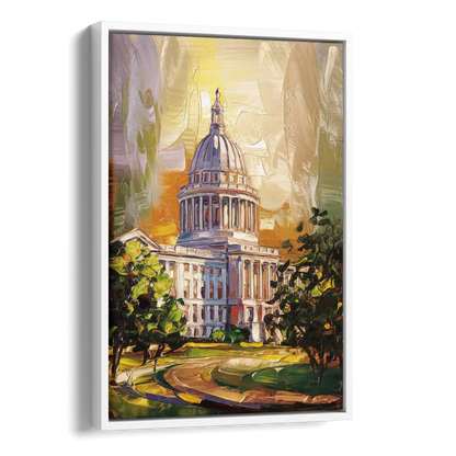 Raleigh Historic Landmarks Side - White Canvas Wall Art