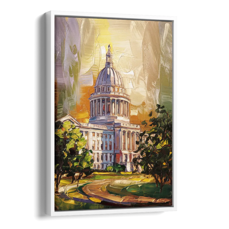 Raleigh Historic Landmarks Side - White Canvas Wall Art