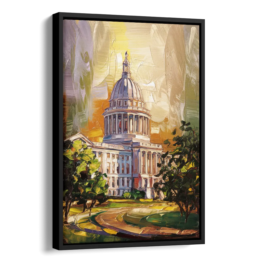 Raleigh Historic Landmarks Side - Black Canvas Wall Art