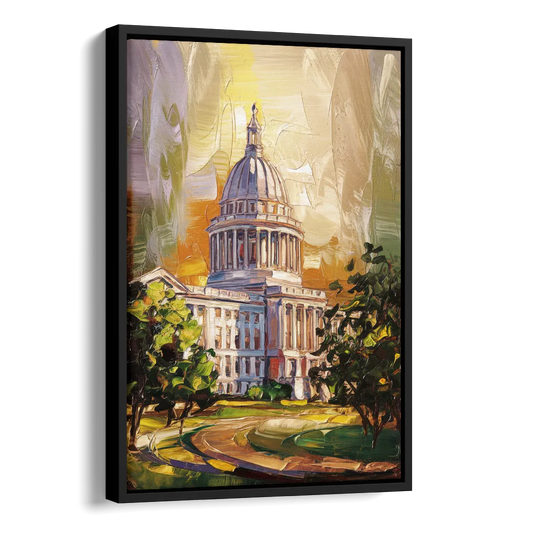 Raleigh Historic Landmarks Side - Black Canvas Wall Art