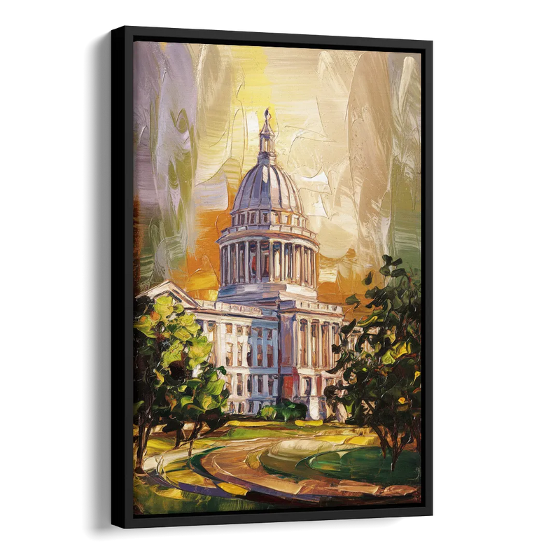 Raleigh Historic Landmarks Side - Black Canvas Wall Art