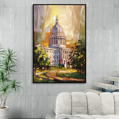 Raleigh Historic Landmarks Sitting Room - Black Canvas Wall Art