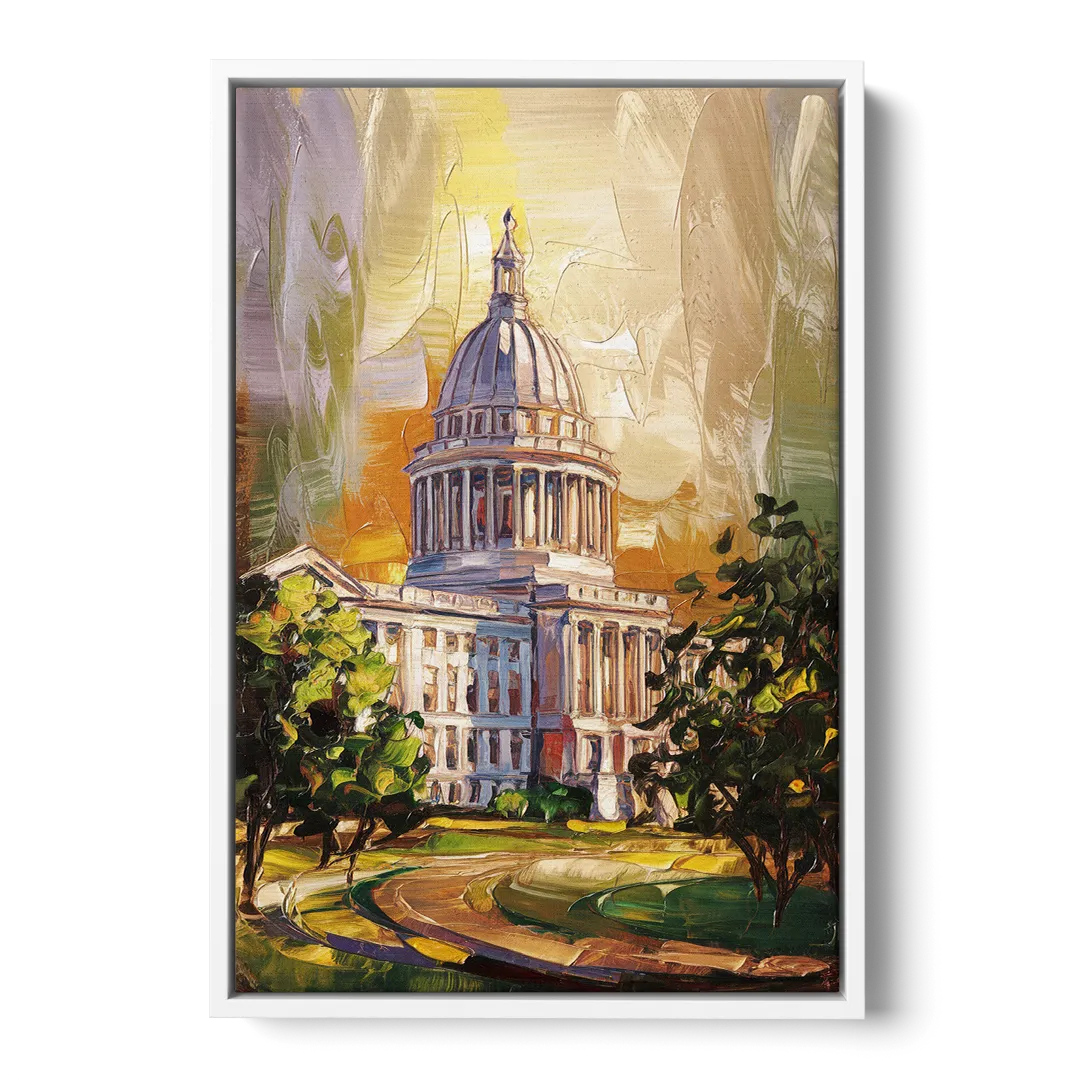 Raleigh Historic Landmarks Front - White Canvas Wall Art