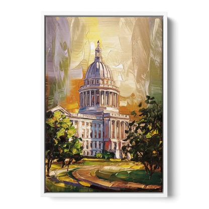 Raleigh Historic Landmarks Front - White Canvas Wall Art