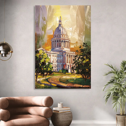 Raleigh Historic Landmarks Living Room - Canvas Wall Art