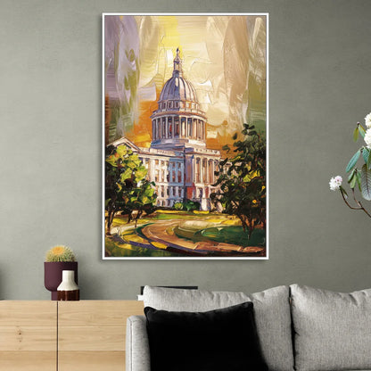 Raleigh Historic Landmarks Living Room - White Canvas Wall Art
