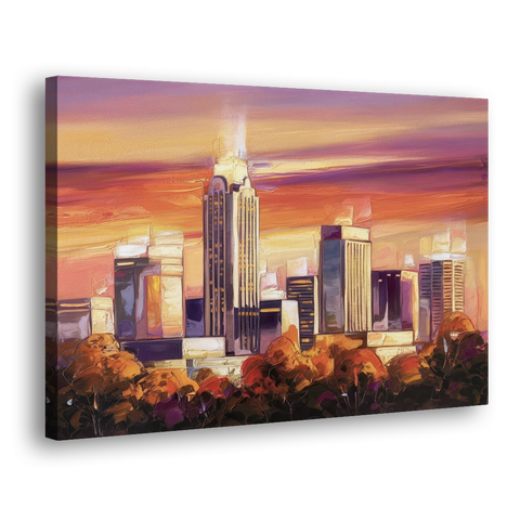 Raleigh Skyline Sunset - Canvas Wall Art - Side