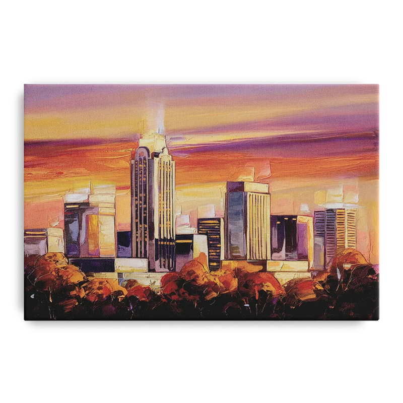 Raleigh Skyline Sunset Front - Canvas Wall Art