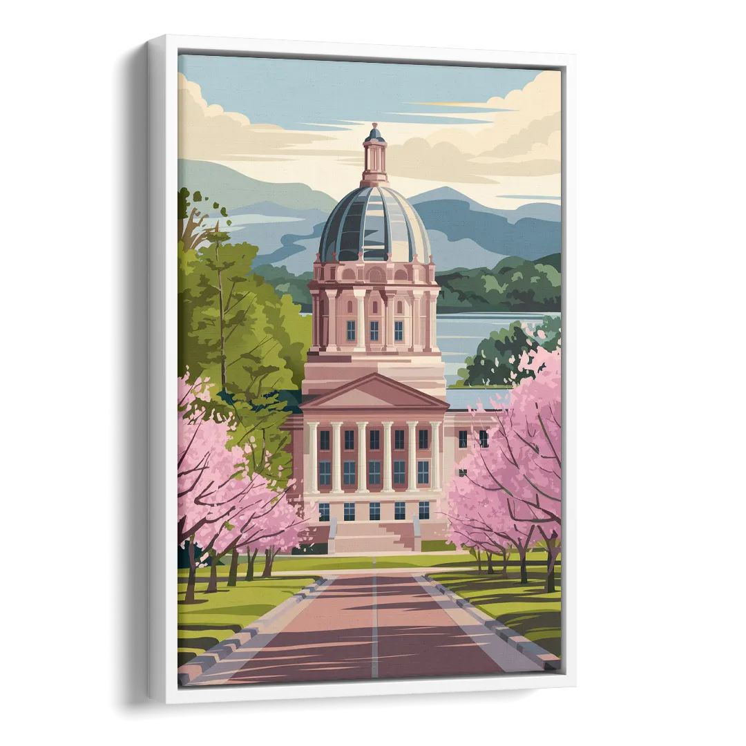 Raleigh State Capitol Side - White Canvas Wall Art