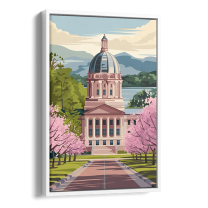 Raleigh State Capitol Side - White Canvas Wall Art
