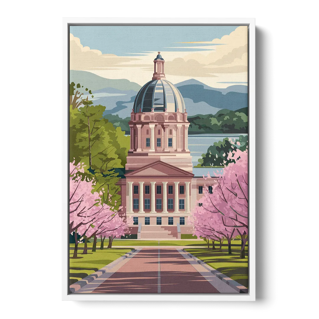 Raleigh State Capitol Front - White Canvas Wall Art