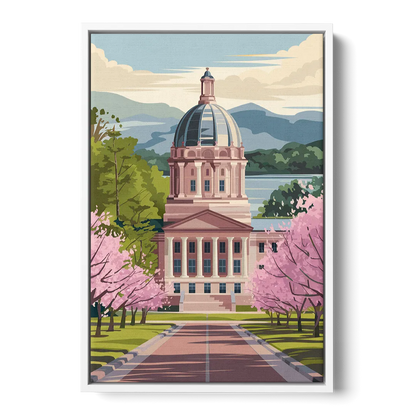 Raleigh State Capitol Front - White Canvas Wall Art