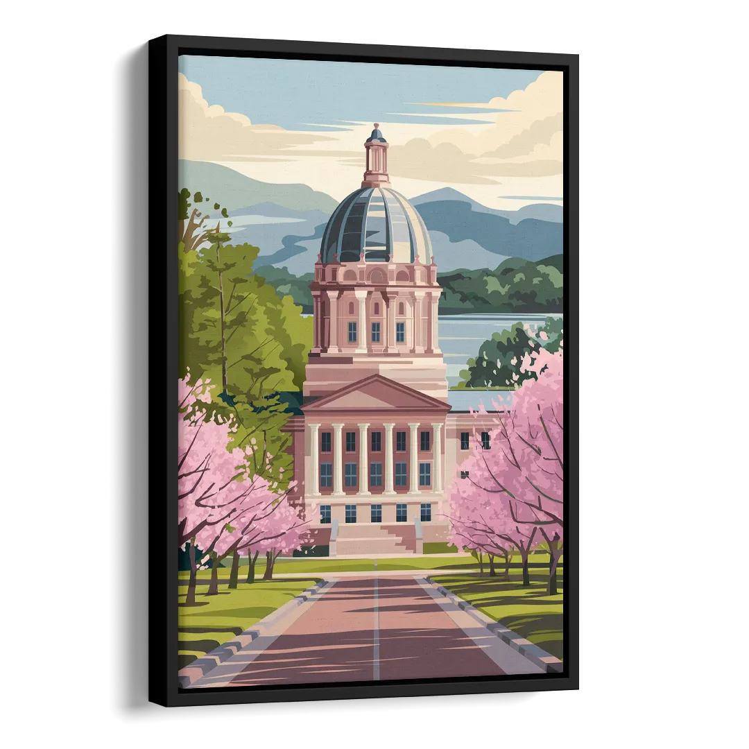 Raleigh State Capitol Side - Black Canvas Wall Art