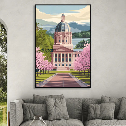 Raleigh State Capitol Living Room - Black Canvas Wall Art