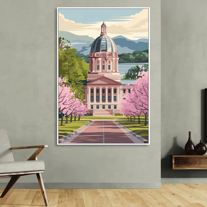Raleigh State Capitol Sitting Room - White Canvas Wall Art