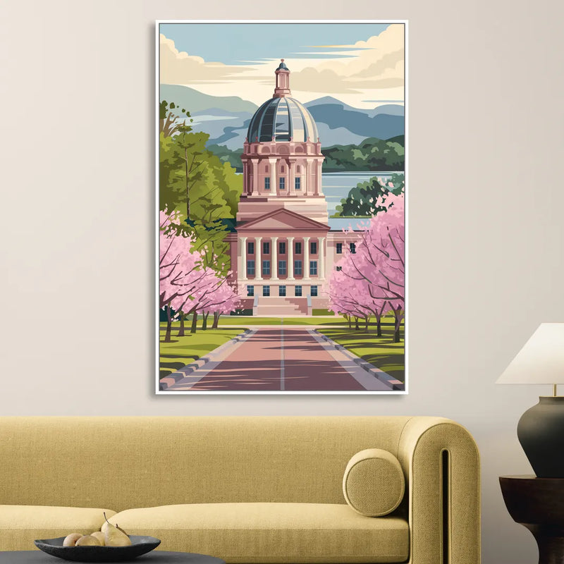 Raleigh State Capitol Living Room - White Canvas Wall Art